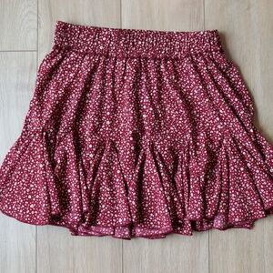 Womens Red Print Skirt - Large